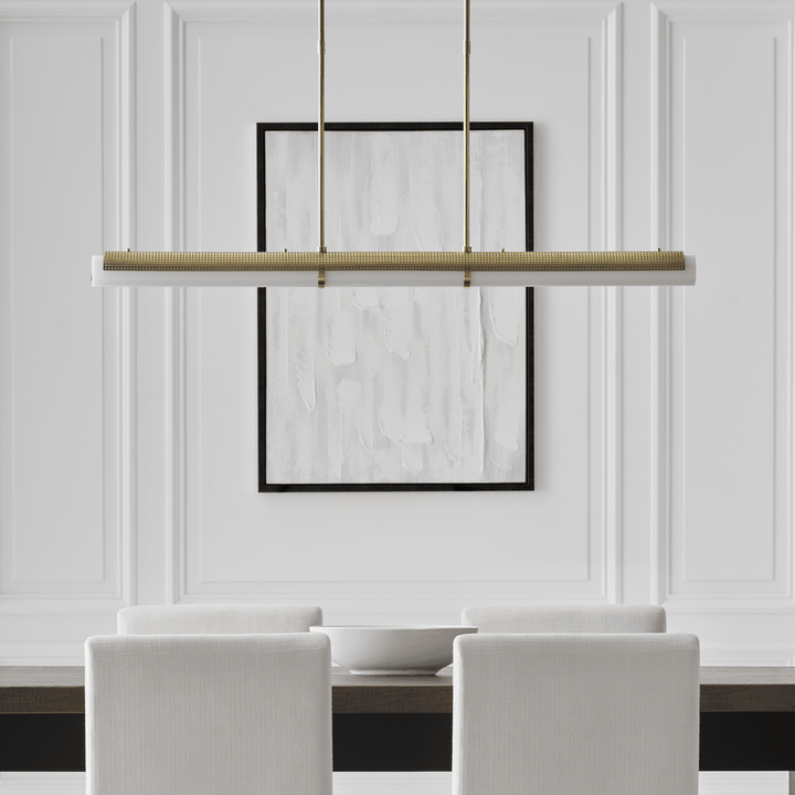 Precision Large Linear Chandelier - Antique-Burnished Brass with White Glass Visual Comfort 2