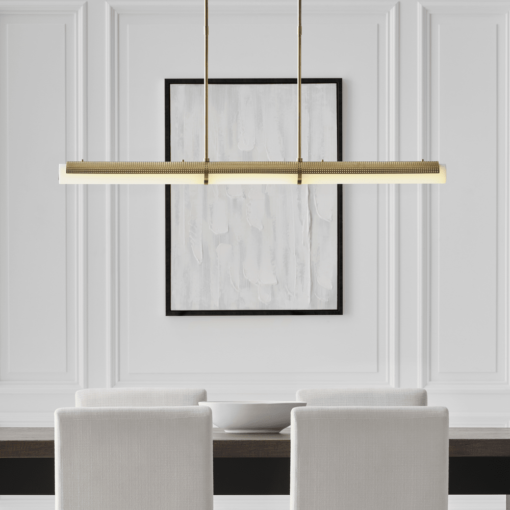 Precision Large Linear Chandelier - Antique-Burnished Brass with White Glass Visual Comfort 4