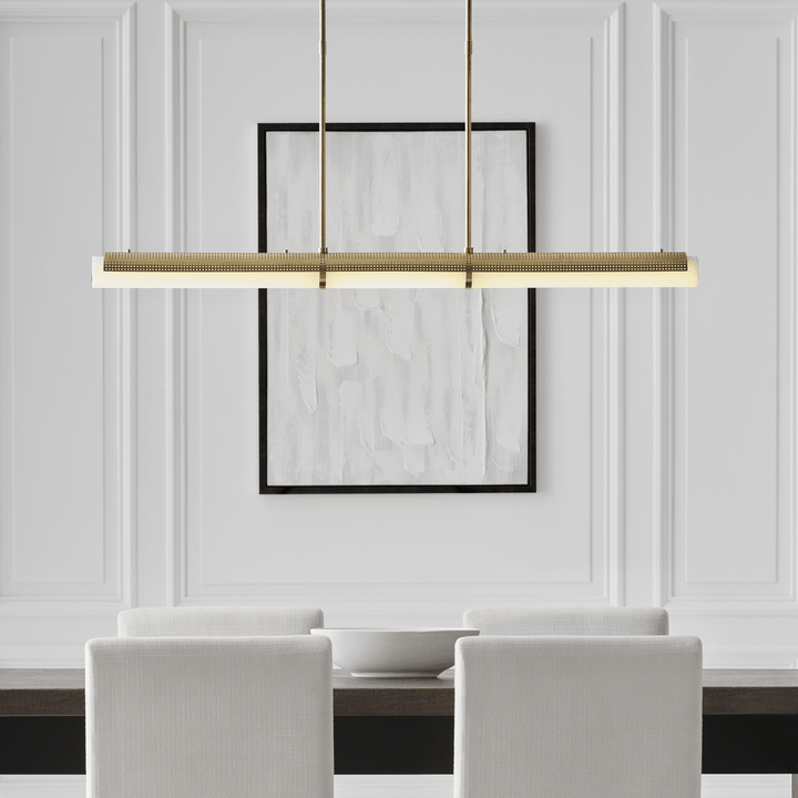 Precision Large Linear Chandelier - Antique-Burnished Brass with White Glass Visual Comfort 4