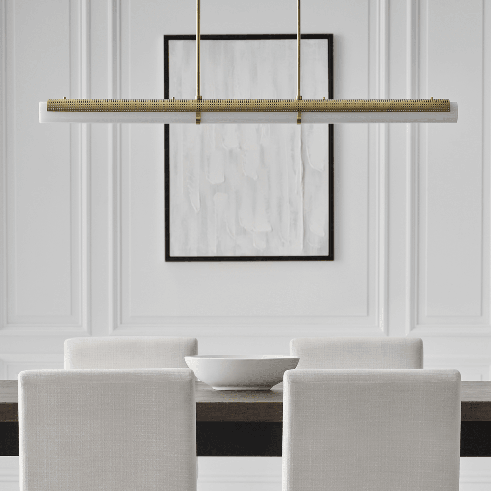 Precision Large Linear Chandelier - Antique-Burnished Brass with White Glass Visual Comfort 6