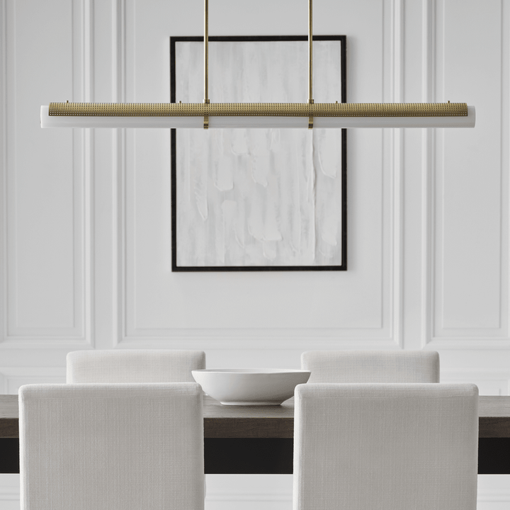 Precision Large Linear Chandelier - Antique-Burnished Brass with White Glass Visual Comfort 6