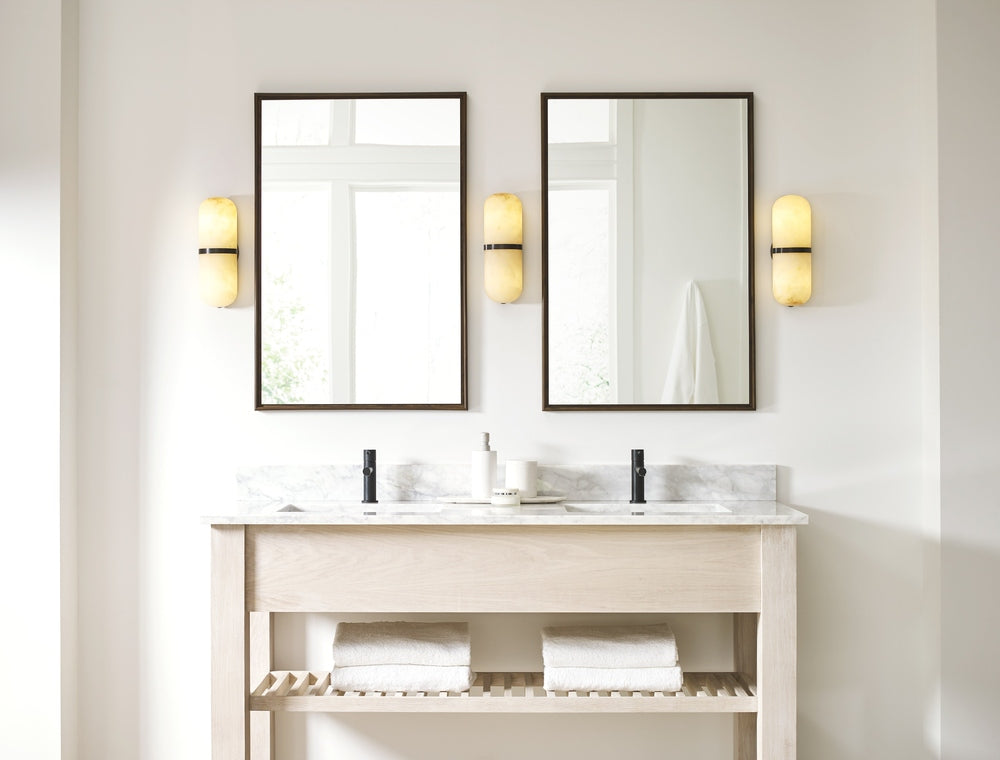 Melange Pill Form Sconce - Bronze with Alabaster Visual Comfort 2