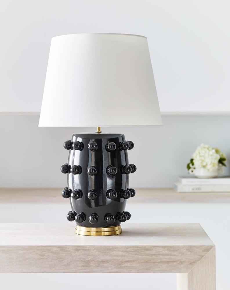 Linden Medium Lamp - Black with Linen Shade Visual Comfort 6
