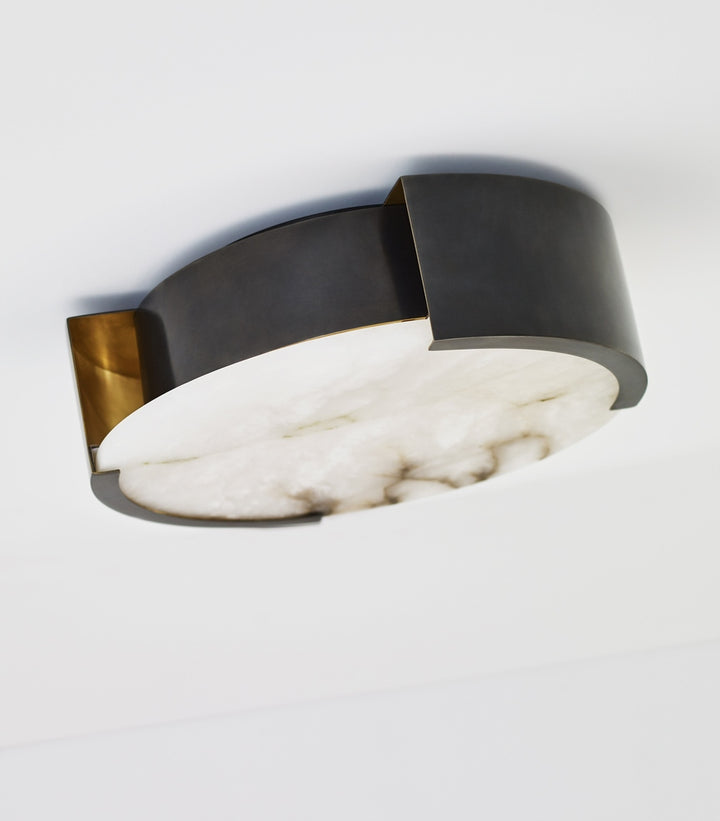 Melange Small Flush Mount - Bronze with Alabaster Visual Comfort 2