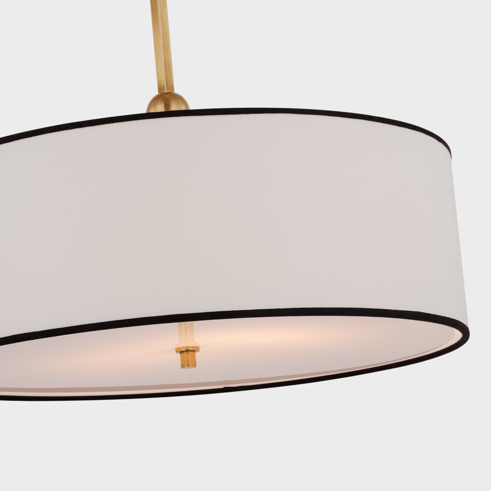 Reed Hanging Shade - Antique Brass with Linen Shade with Black Trim Visual Comfort 4