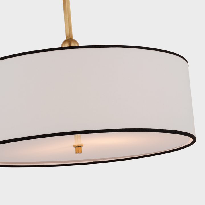 Reed Hanging Shade - Antique Brass with Linen Shade with Black Trim Visual Comfort 4