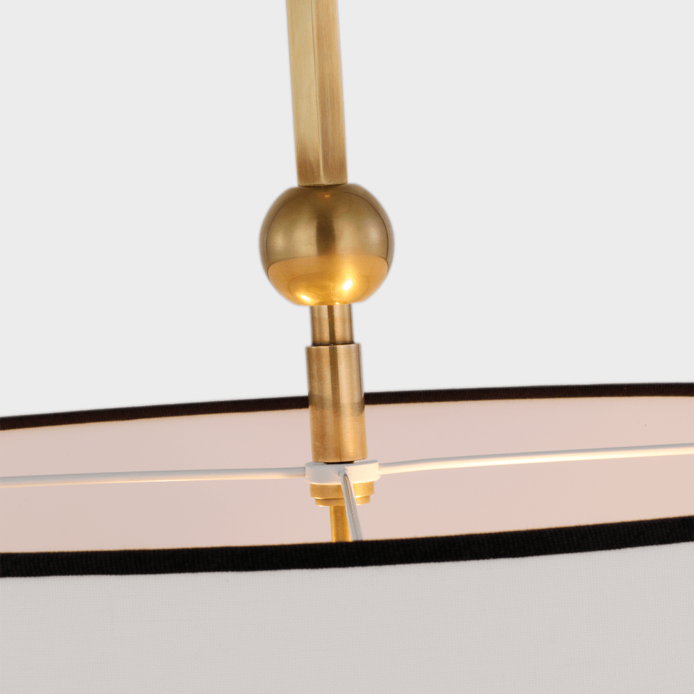 Reed Hanging Shade - Antique Brass with Linen Shade with Black Trim Visual Comfort 5