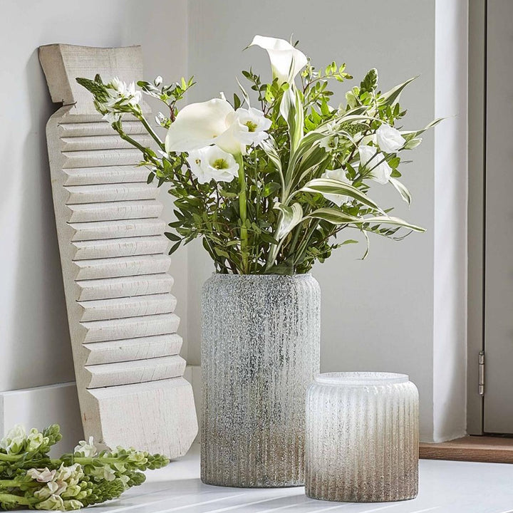 Verre Frosted Ribbed Glass Vase - Gold Ivyline 1