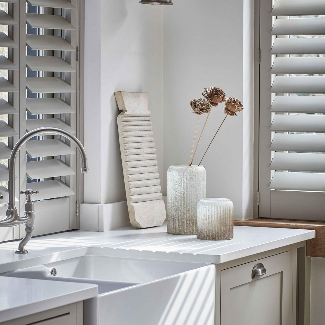 Verre Frosted Ribbed Glass Vase - Gold Ivyline 3