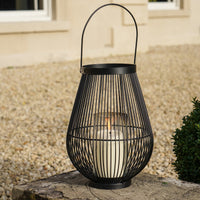 Ivyline Venere Lantern with Glass Insert Black