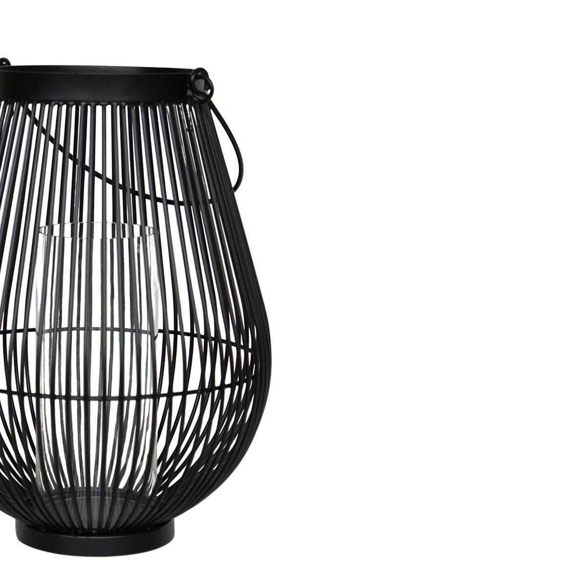 Ivyline Venere Lantern with Glass Insert Black