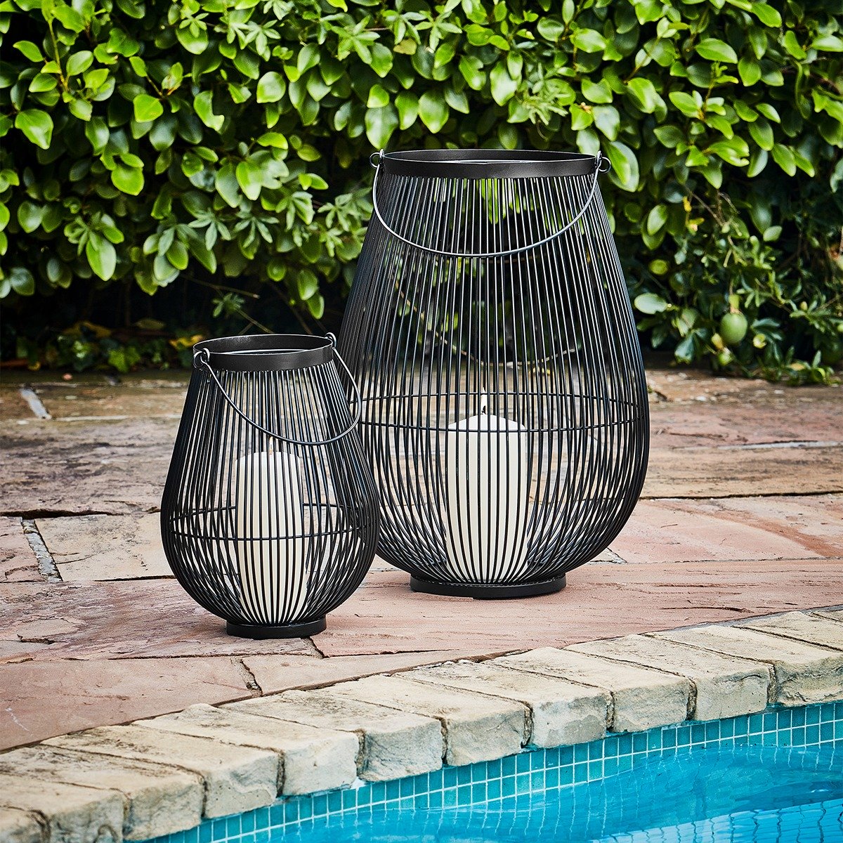 Ivyline Venere Lantern with Glass Insert Black