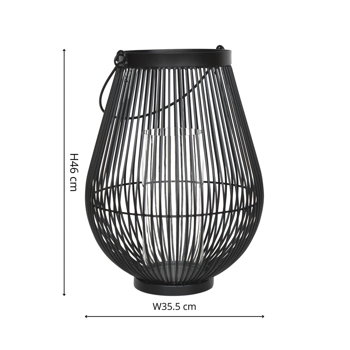 Ivyline Venere Lantern with Glass Insert Black