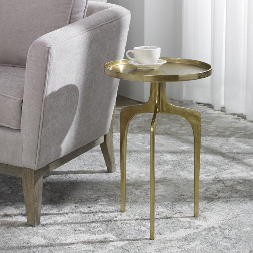 Tripod Round Side Table - Gold Keiichi 2