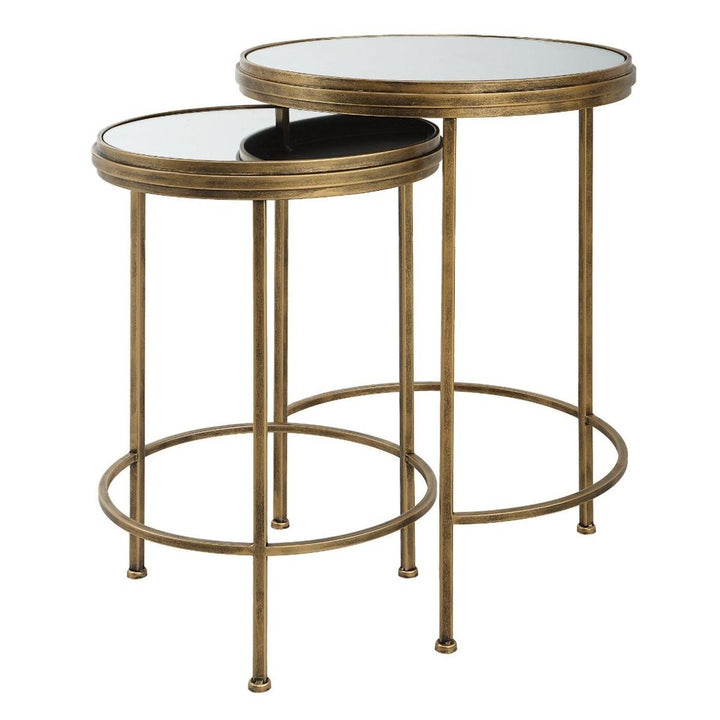 Occular Set of 2 Nesting Round Side Tables - Brushed Gold Keiichi 3