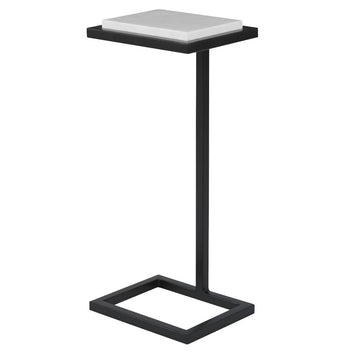 Keiichi Served Accent Table White Marble & Black