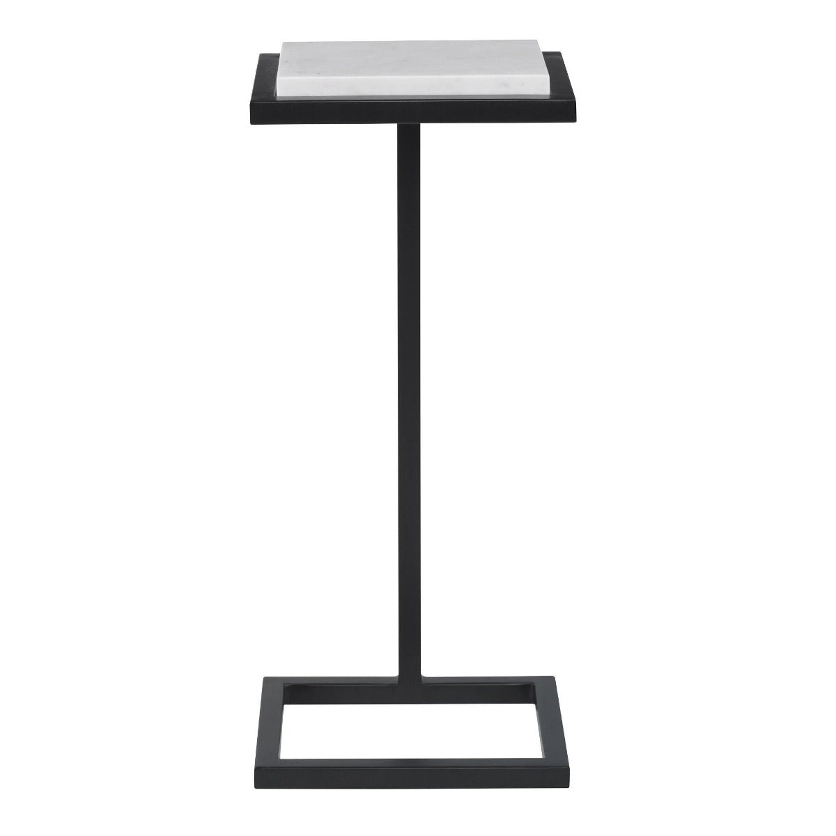 Keiichi Served Accent Table White Marble & Black