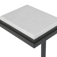 Keiichi Served Accent Table White Marble & Black