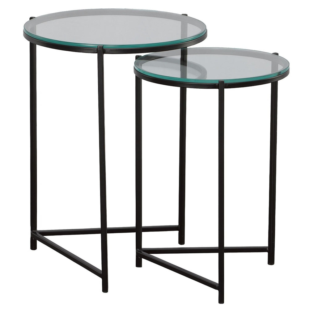 Orbit Nesting Side Tables - Black & Glass Keiichi 2