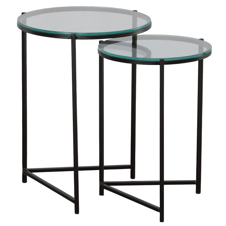 Orbit Nesting Side Tables - Black & Glass Keiichi 2