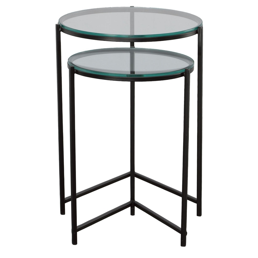Orbit Nesting Side Tables - Black & Glass Keiichi 1