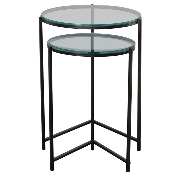 Orbit Nesting Side Tables - Black & Glass Keiichi 1