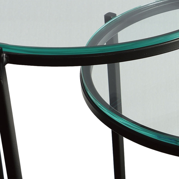 Orbit Nesting Side Tables - Black & Glass Keiichi 3