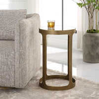 Keiichi Retro Cutout Side Table Brass & Glass