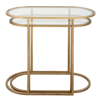 Keiichi Slide Nesting Side Tables Brass & Glass