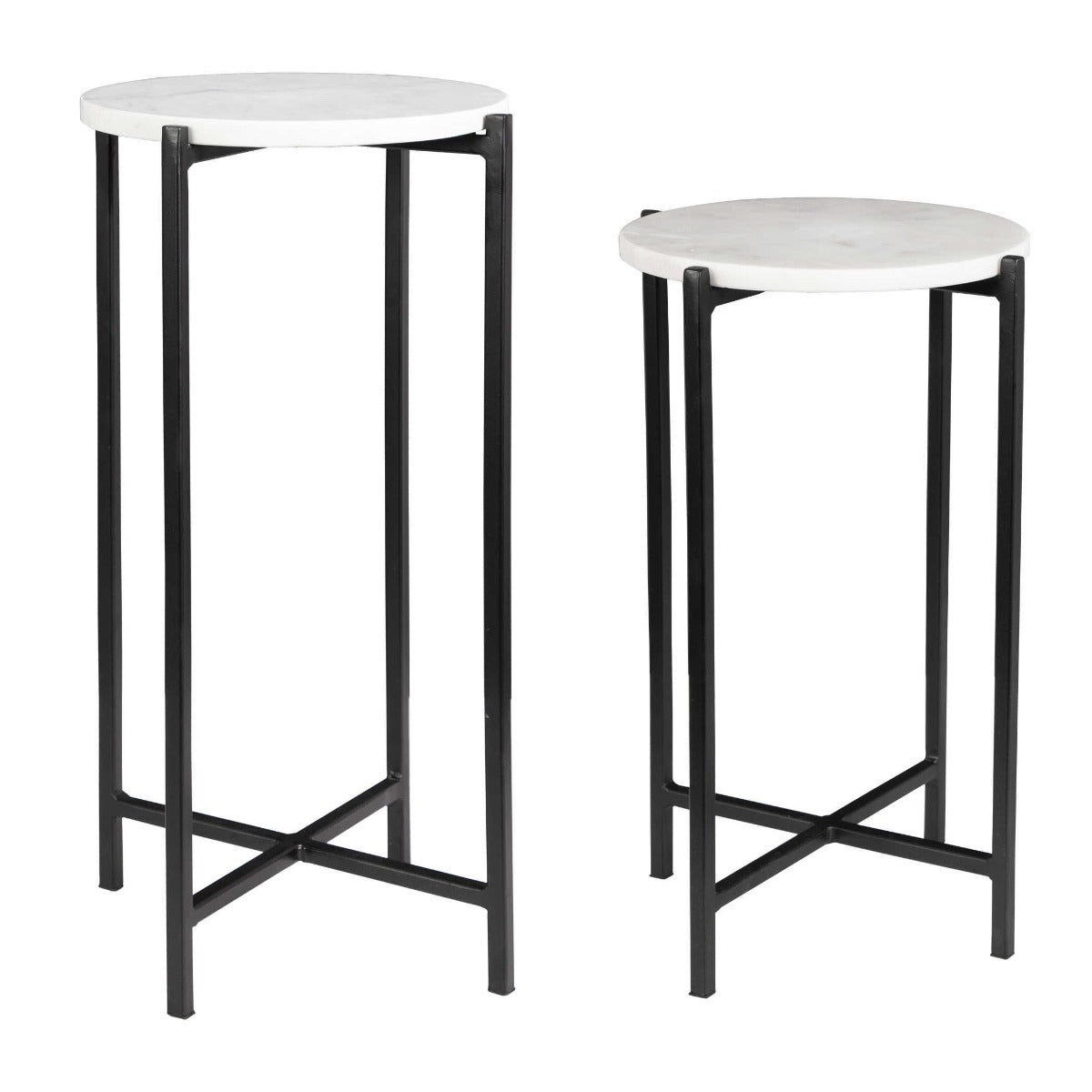 Keiichi Orla Side Tables White Marble & Black