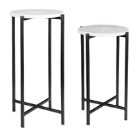 Keiichi Orla Side Tables White Marble & Black