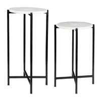 Keiichi Orla Side Tables White Marble & Black