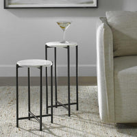 Keiichi Orla Side Tables White Marble & Black