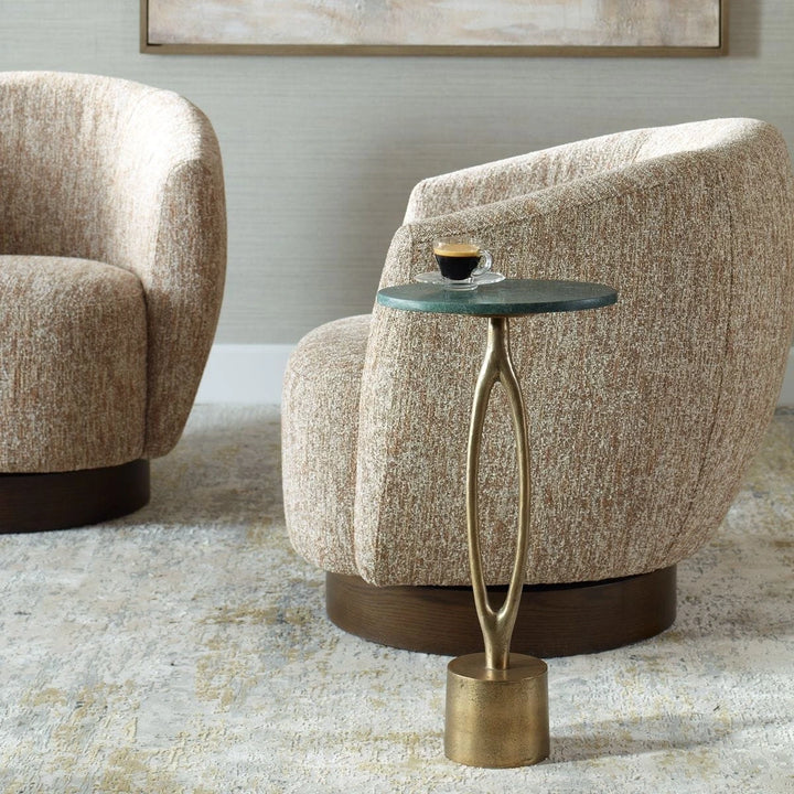Green Marble Oval Side Table