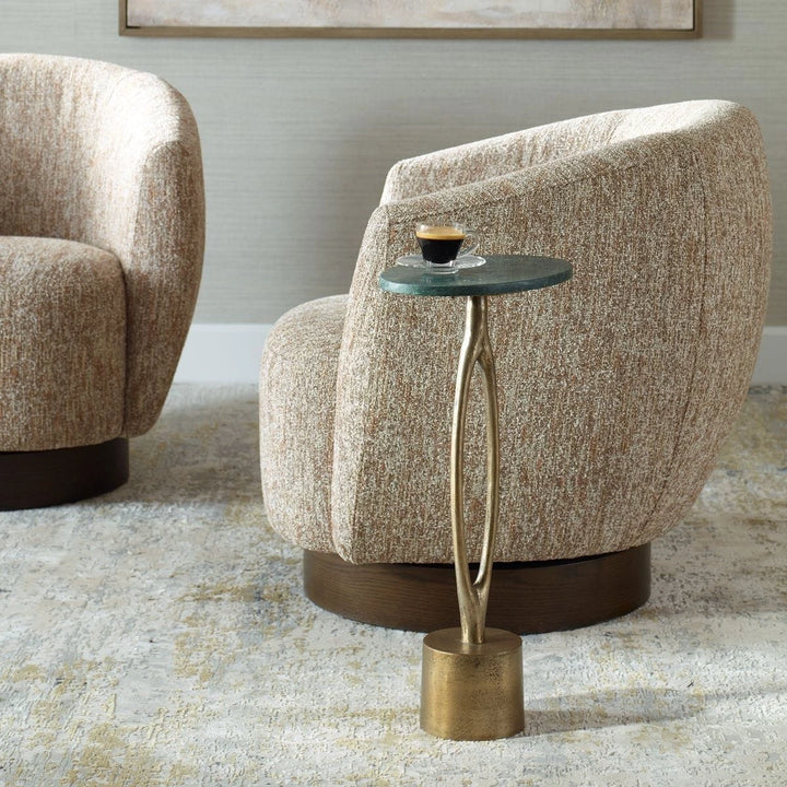 Green Marble Oval Side Table