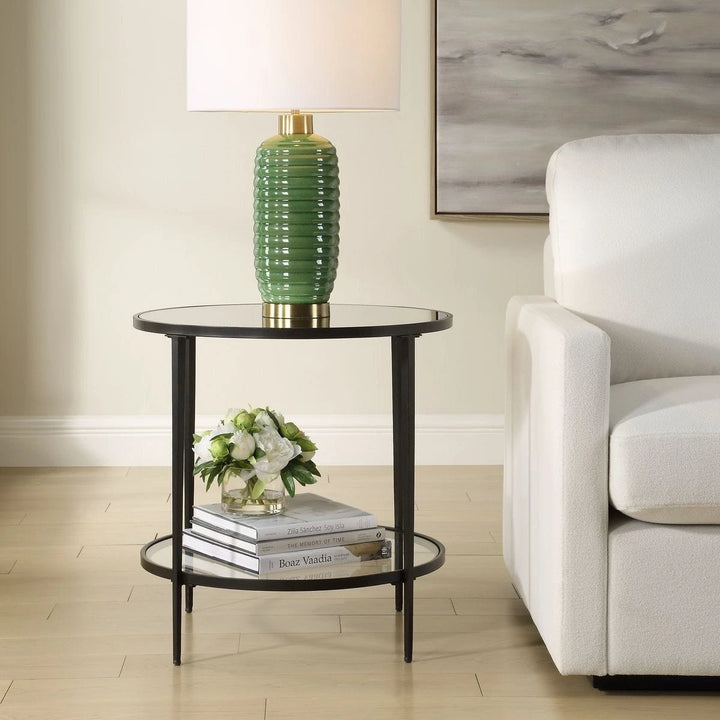 Asher Round Black Side Table