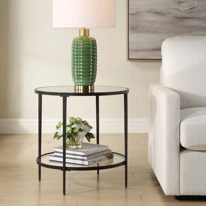 Asher Round Black Side Table