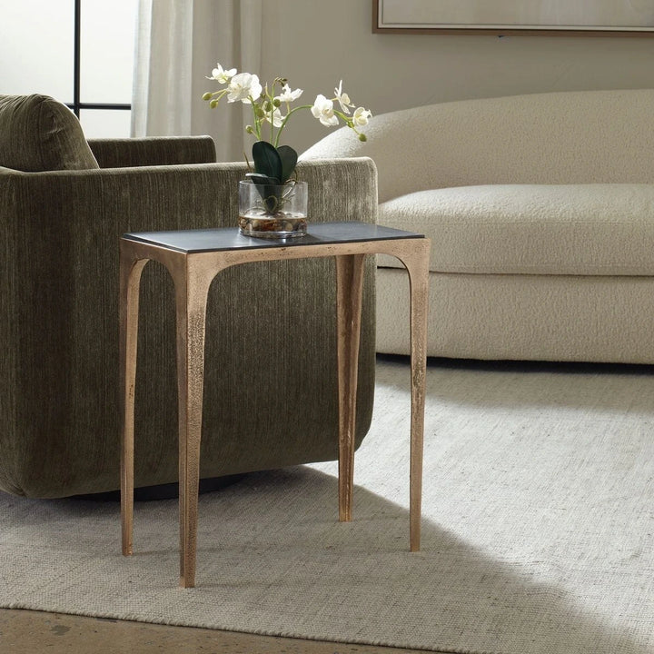 Corbusier Marble & Brass Side Table
