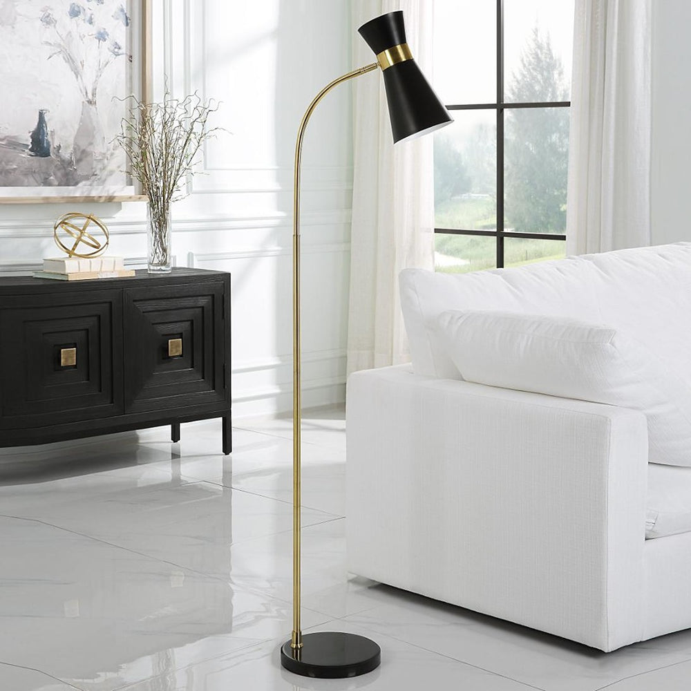 Ambrose Marble Base Floor Lamp - Black Keiichi 2