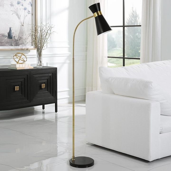 Ambrose Marble Base Floor Lamp - Black Keiichi 2