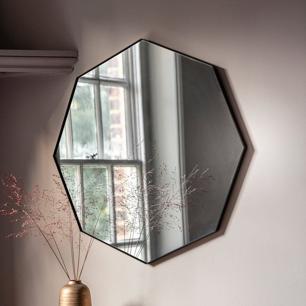 Gallery Interiors Bowie Octagon Mirror in Black