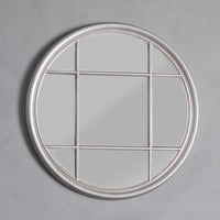 Gallery Interiors Eccleston Window Pane Round Mirror in Silver