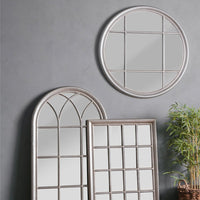 Gallery Interiors Eccleston Window Pane Round Mirror in Silver