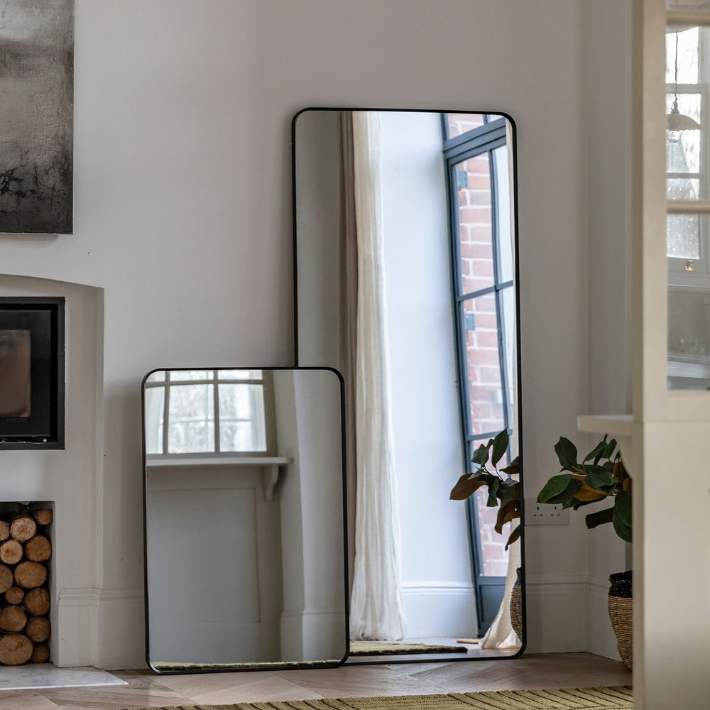 Gallery Interiors Aegis Leaner Mirror in Black