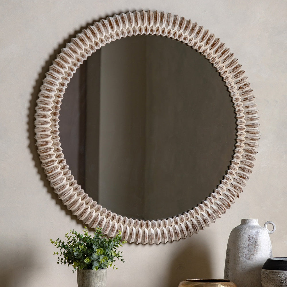 Omico Round Mirror 90cm - White Wash GalleryDirect 2