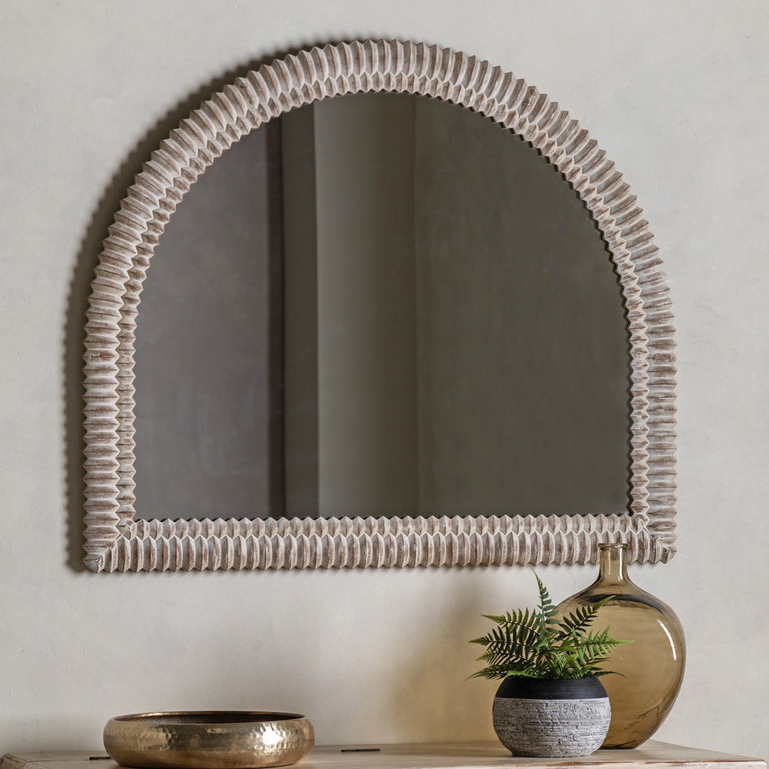Omico Arch Overmantle Mirror 120 x 100cm - White Wash GalleryDirect 2