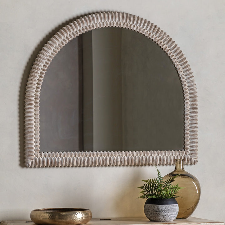 Omico Arch Overmantle Mirror 120 x 100cm - White Wash GalleryDirect 2