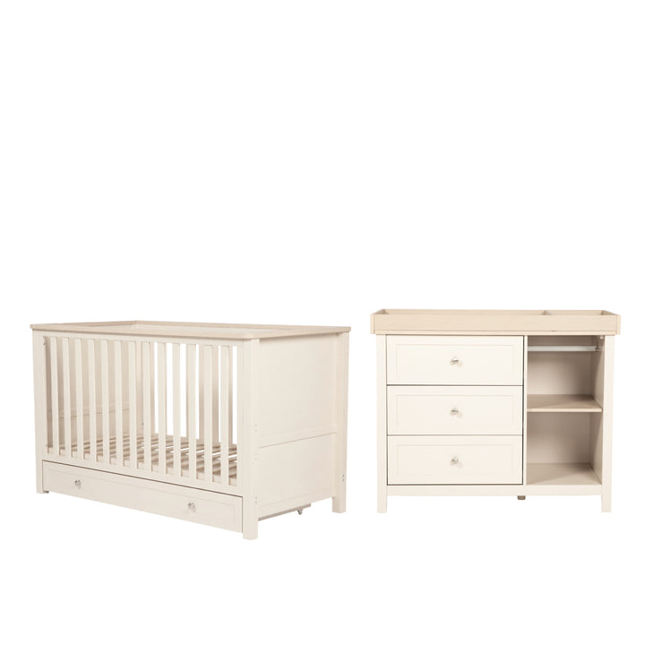 Starlight Cot & Changing Unit Set - Cashmere & Oak