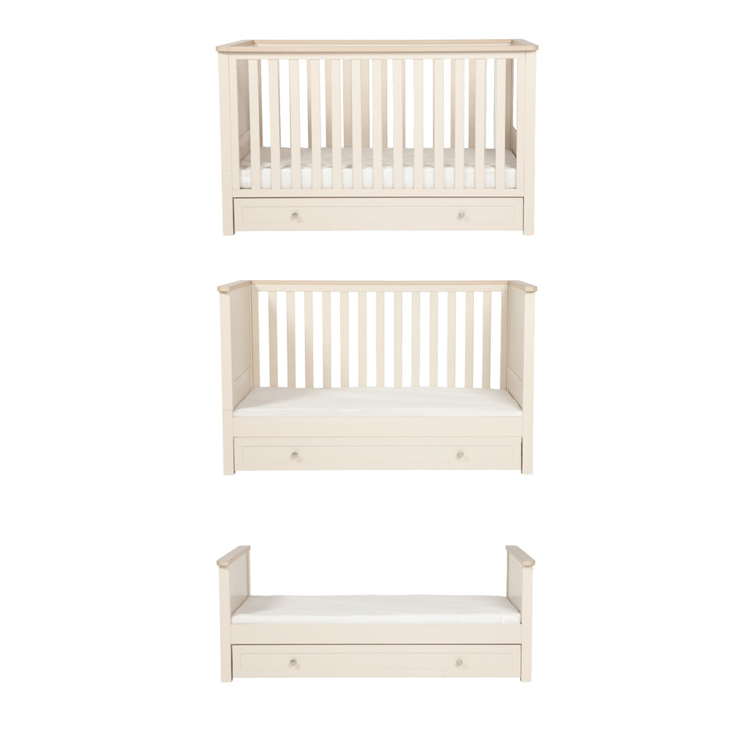 Starlight Cot & Changing Unit Set - Cashmere & Oak