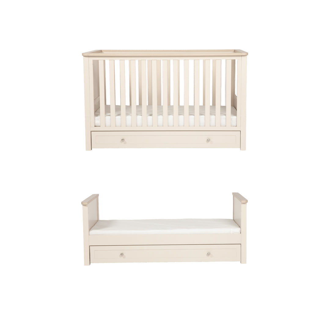 Starlight Cot & Changing Unit Set - Cashmere & Oak